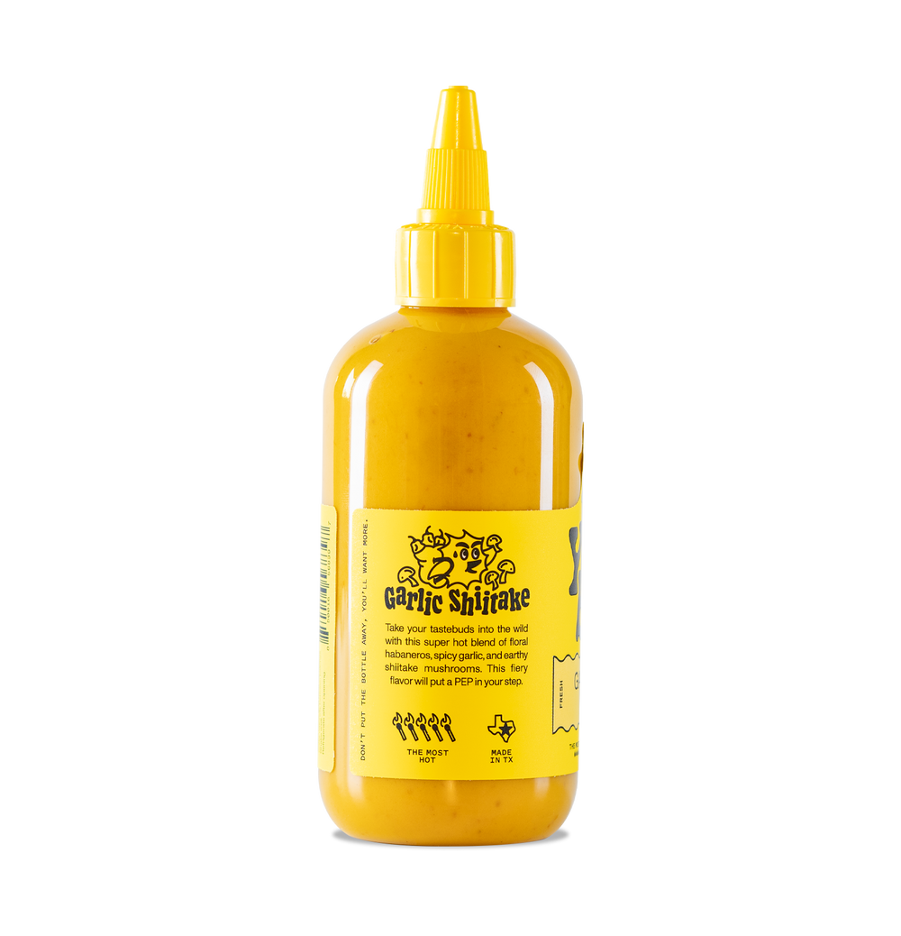 Yellowbird Small Batch Garlic Shiitake Hot Sauce 9.8 oz. description and heat level